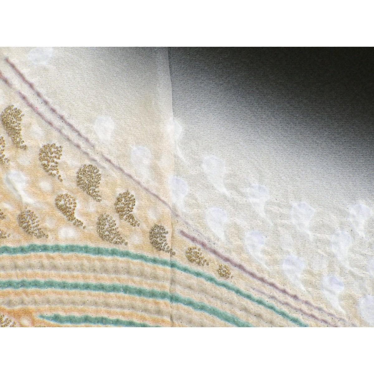 留袖　刺繍入り絞り加工　刺繍入り絞り加工　横木瓜