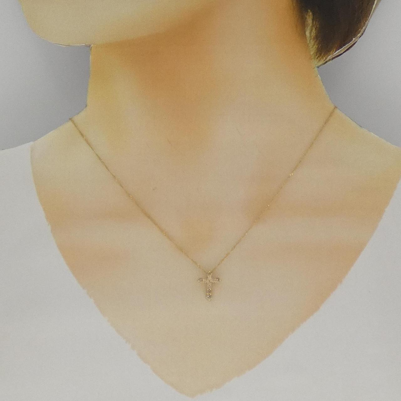 K18YG/750YG クロス ダイヤモンド ネックレス 0.30CT