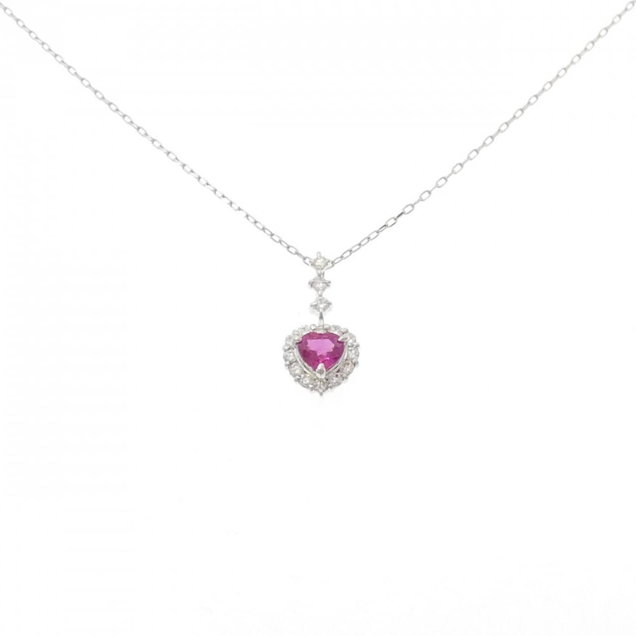PT900/PT850 ハート ルビー ネックレス 0.57CT