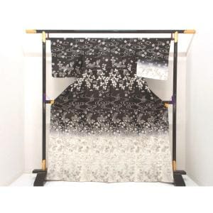 【未使用品】単衣訪問着　友禅加工ボカシ染【夏牛首紬】