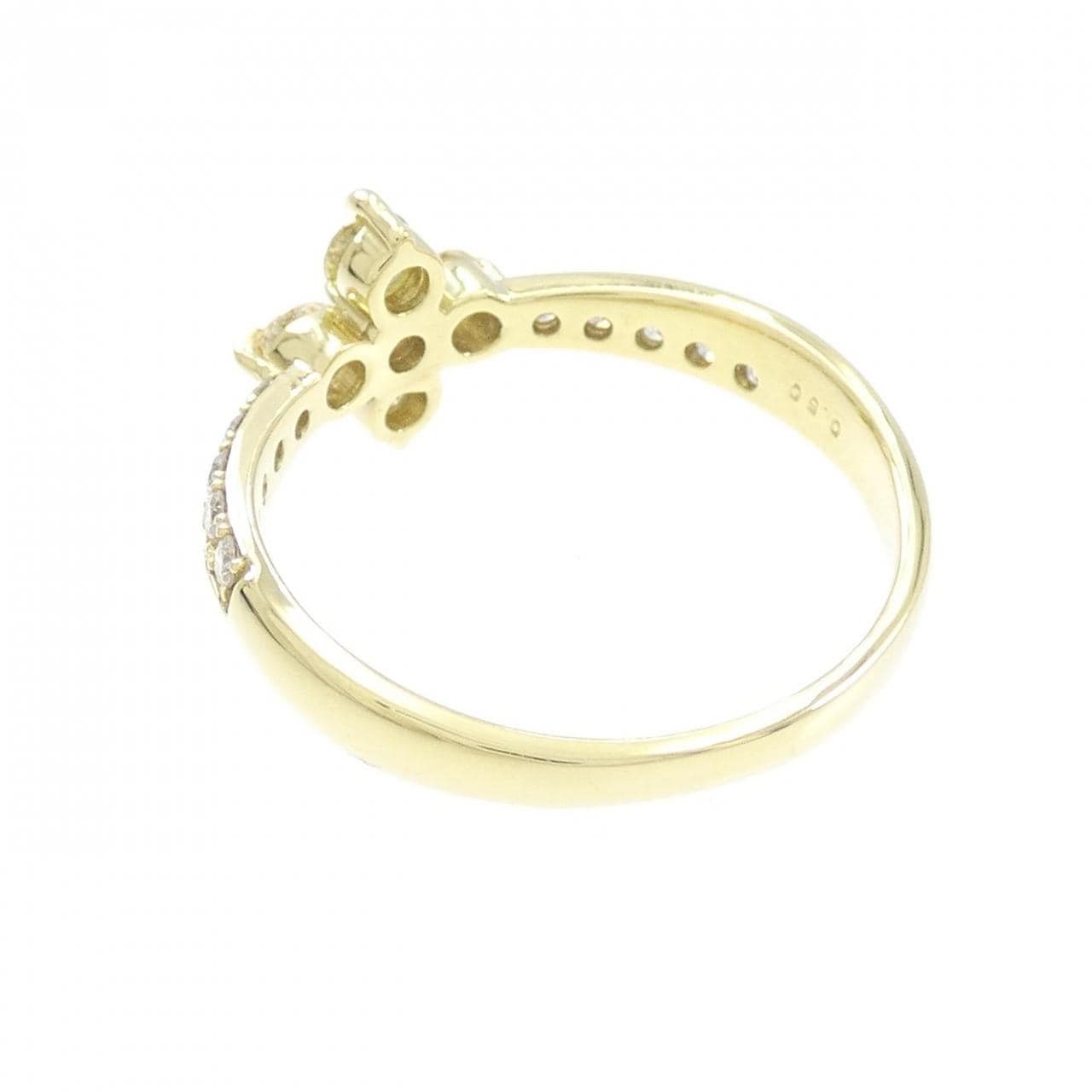 【新品】K18YG フラワー ダイヤモンド リング 0.50CT