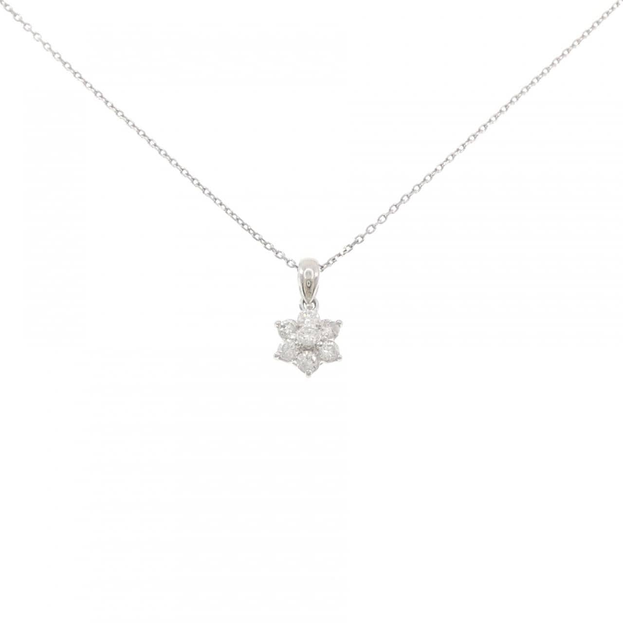 PT900/PT850 フラワー ダイヤモンド ネックレス 0.52CT