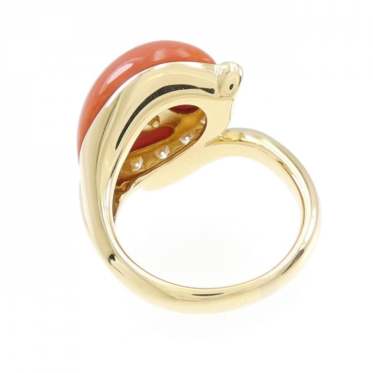 K18YG coral ring