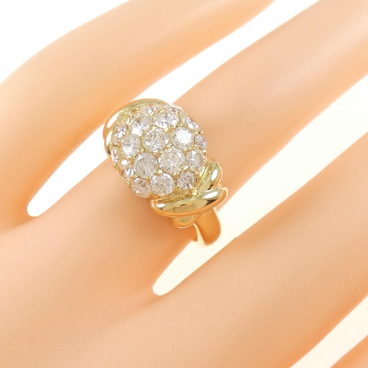 K18YG パヴェ ダイヤモンド リング 1.55CT