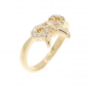K18YG リボン ダイヤモンド ピンキー リング 0.09CT