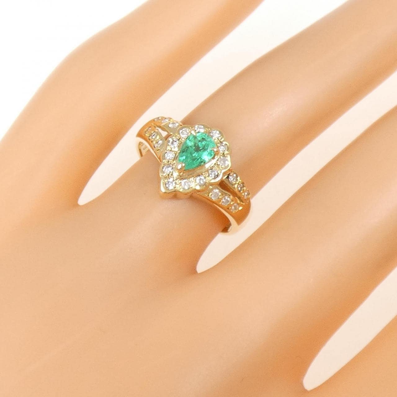 K18YG エメラルド リング 0.35CT