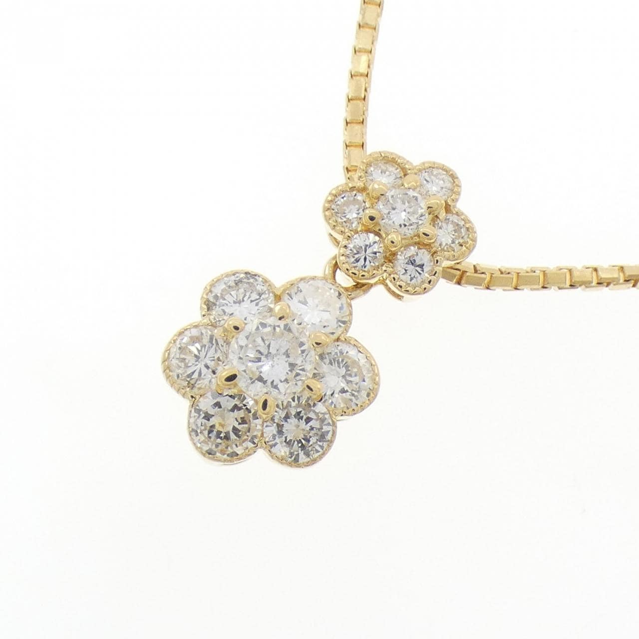 K18YG フラワー ダイヤモンド ネックレス 0.6CT