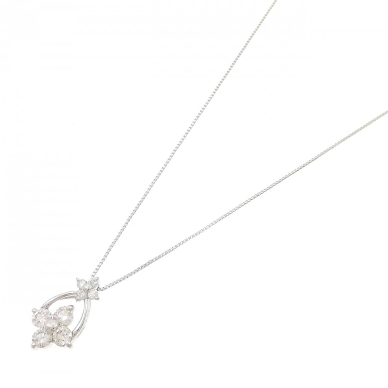 PT900/PT850 フラワー ダイヤモンド ネックレス 0.50CT
