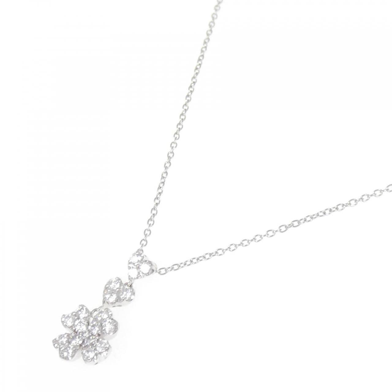 K18WG ハート×クローバー ダイヤモンド ネックレス 0.53CT