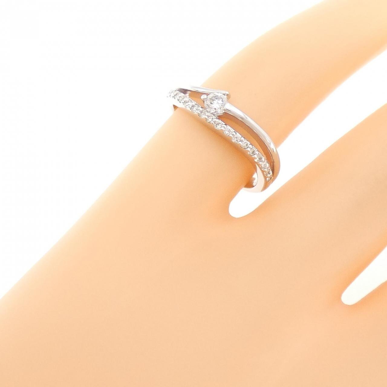K18WG ダイヤモンド ピンキーリング 0.16CT