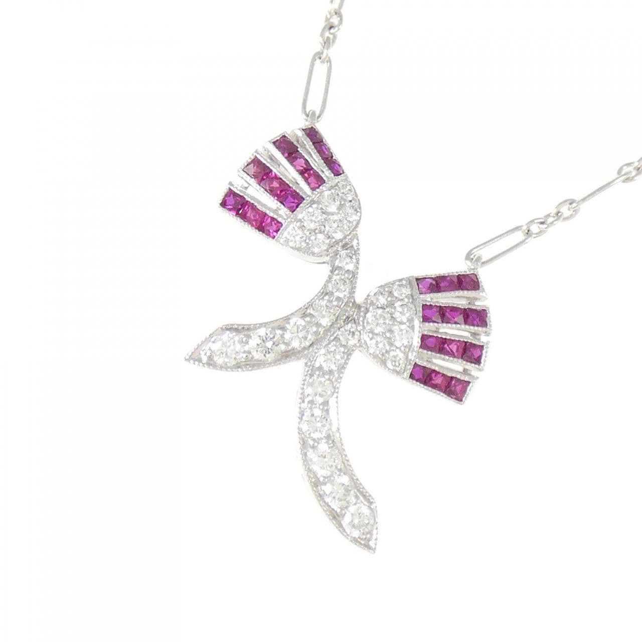 K18WG ルビー ネックレス 0.30CT