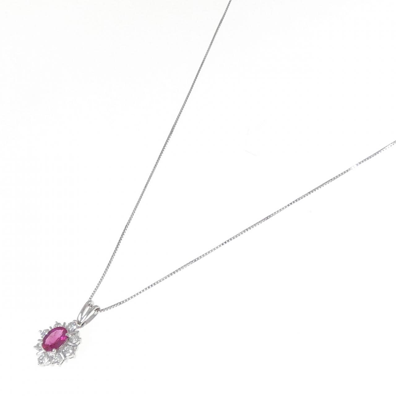 PT900/PT850 ルビー ネックレス 0.90CT ビルマ産
