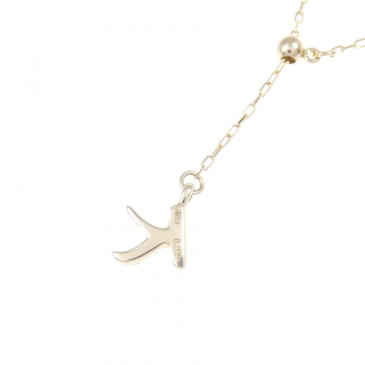 K10YG イニシャルK ダイヤモンド ネックレス 0.02CT
