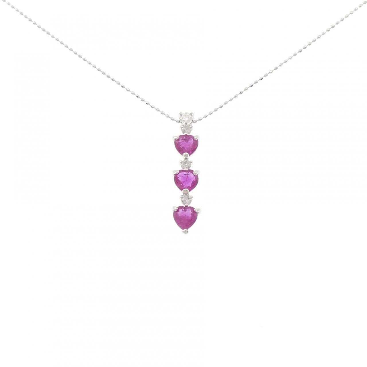 K18WG ルビー ネックレス 1.16CT