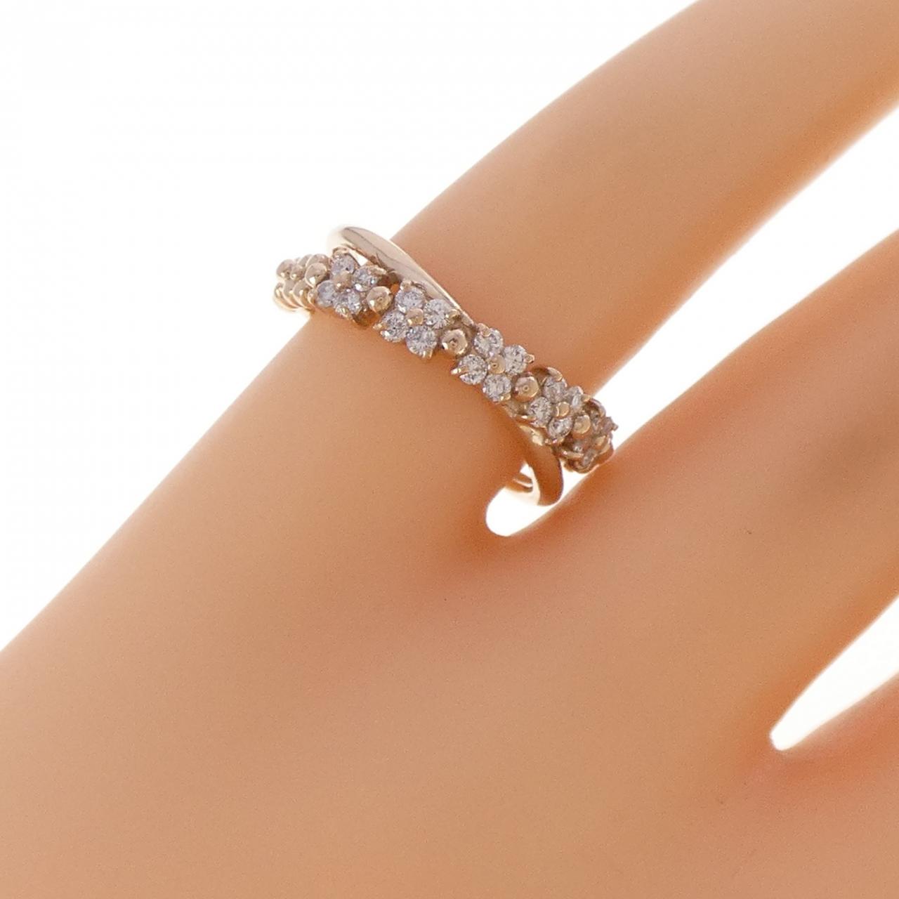 K18PG フラワー ダイヤモンド リング 0.20CT