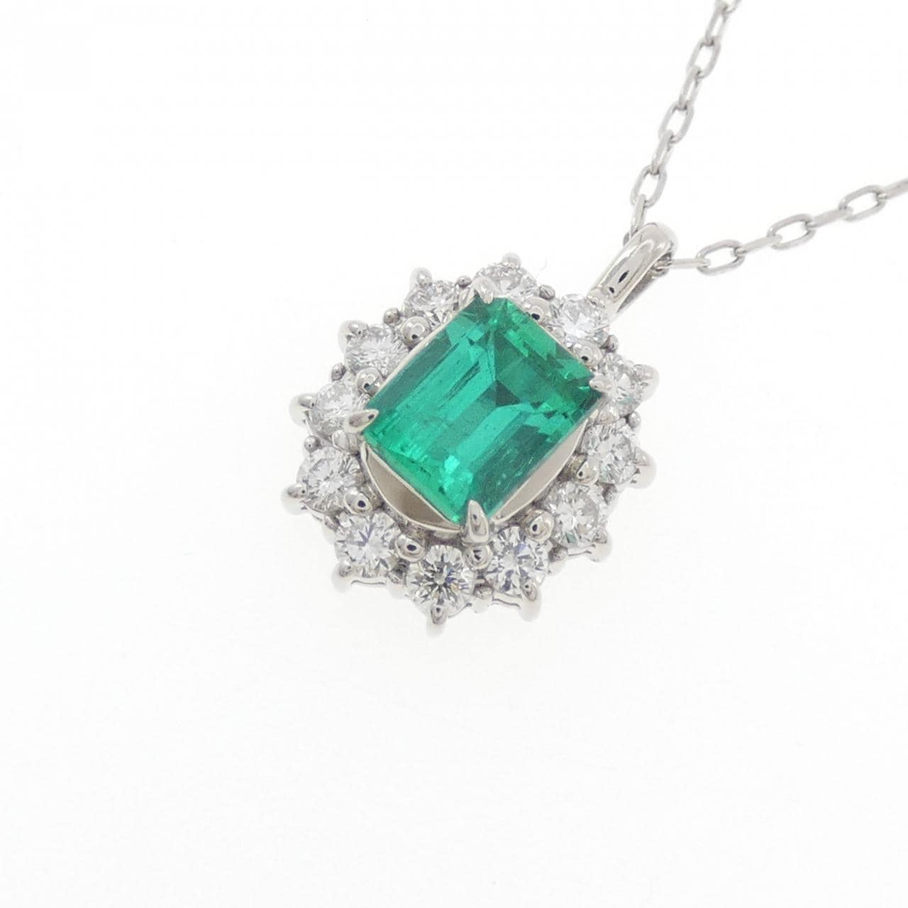 PT900/PT850 エメラルド ネックレス 0.73CT