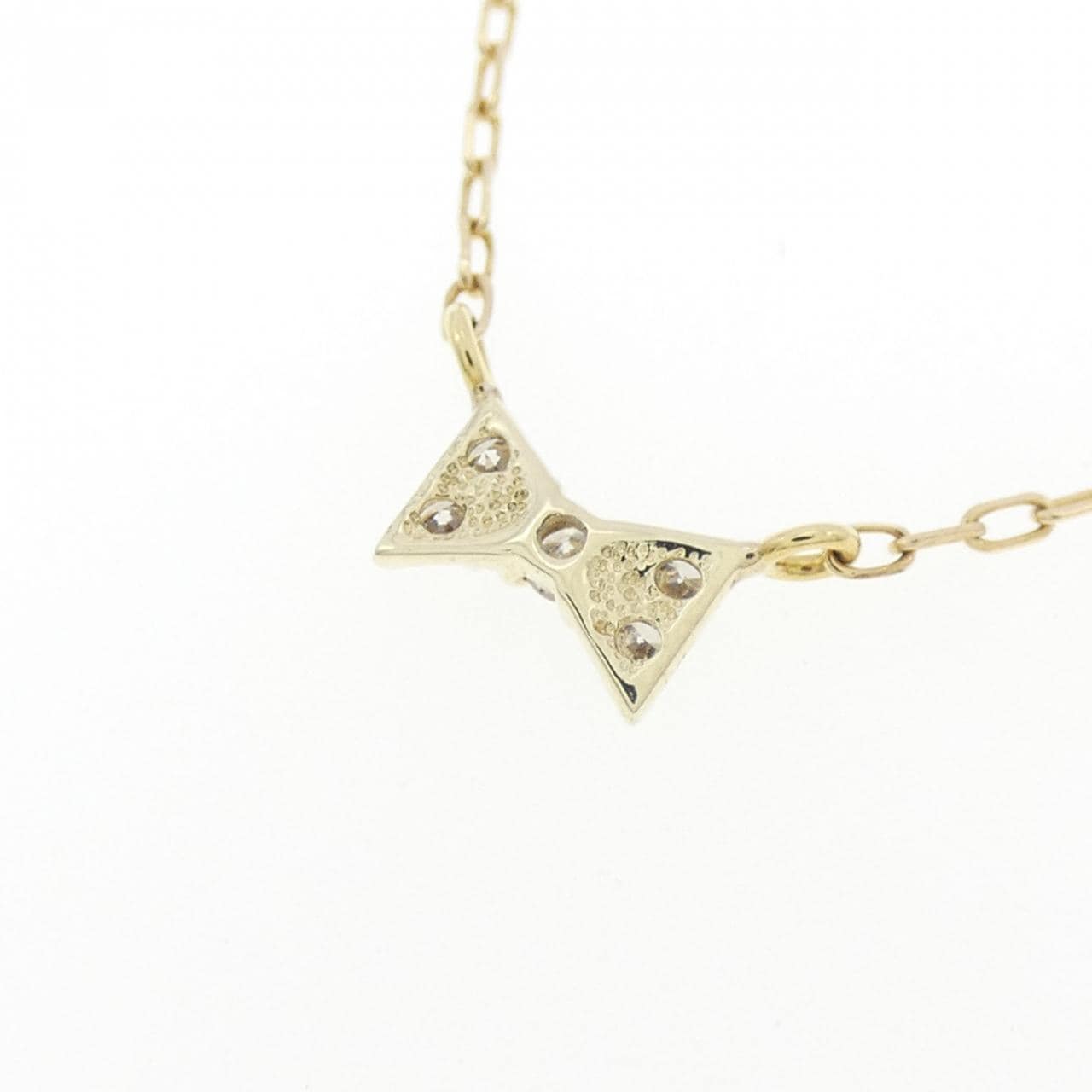 K10YG リボン ダイヤモンド ネックレス 0.06CT