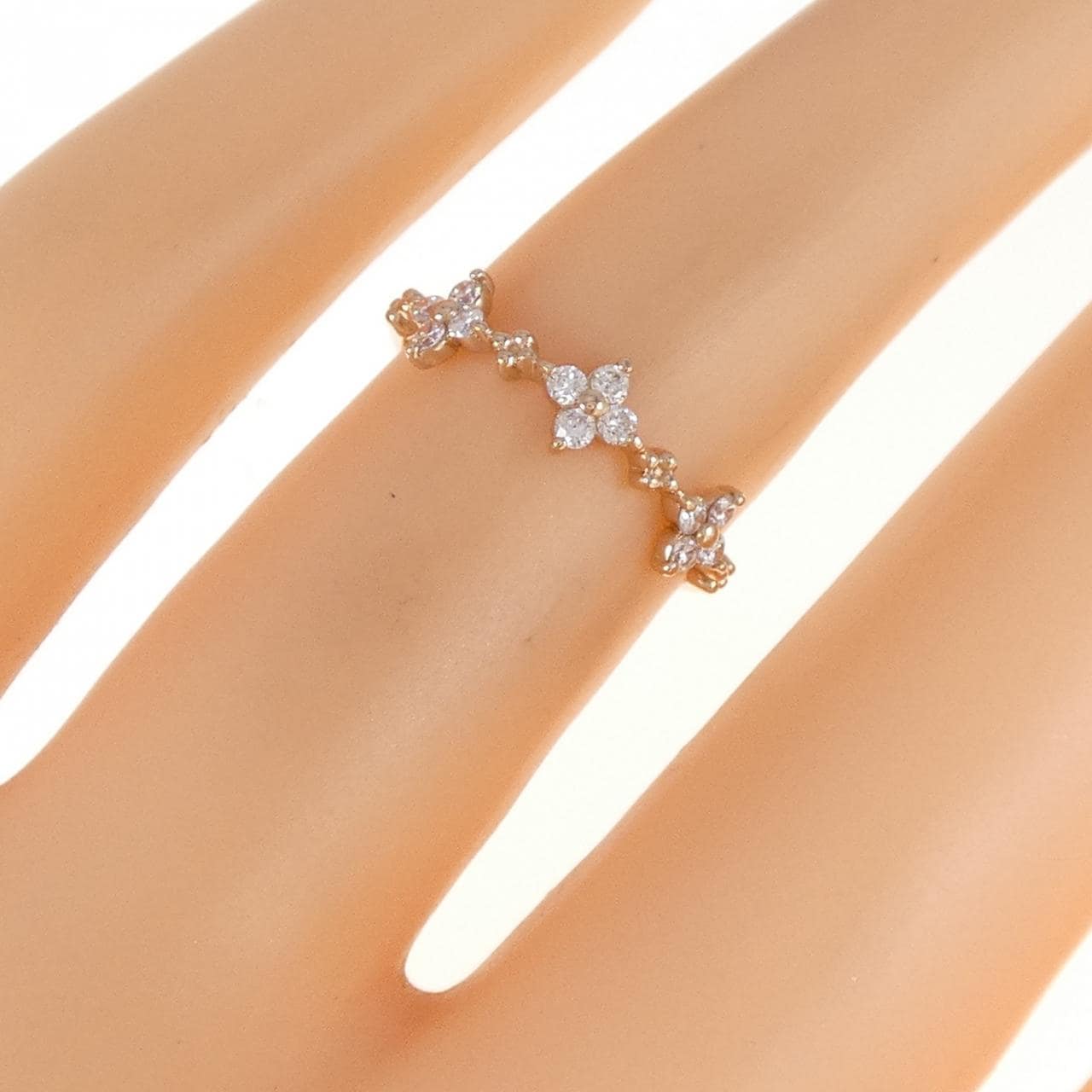 K18PG フラワー ダイヤモンド リング 0.15CT