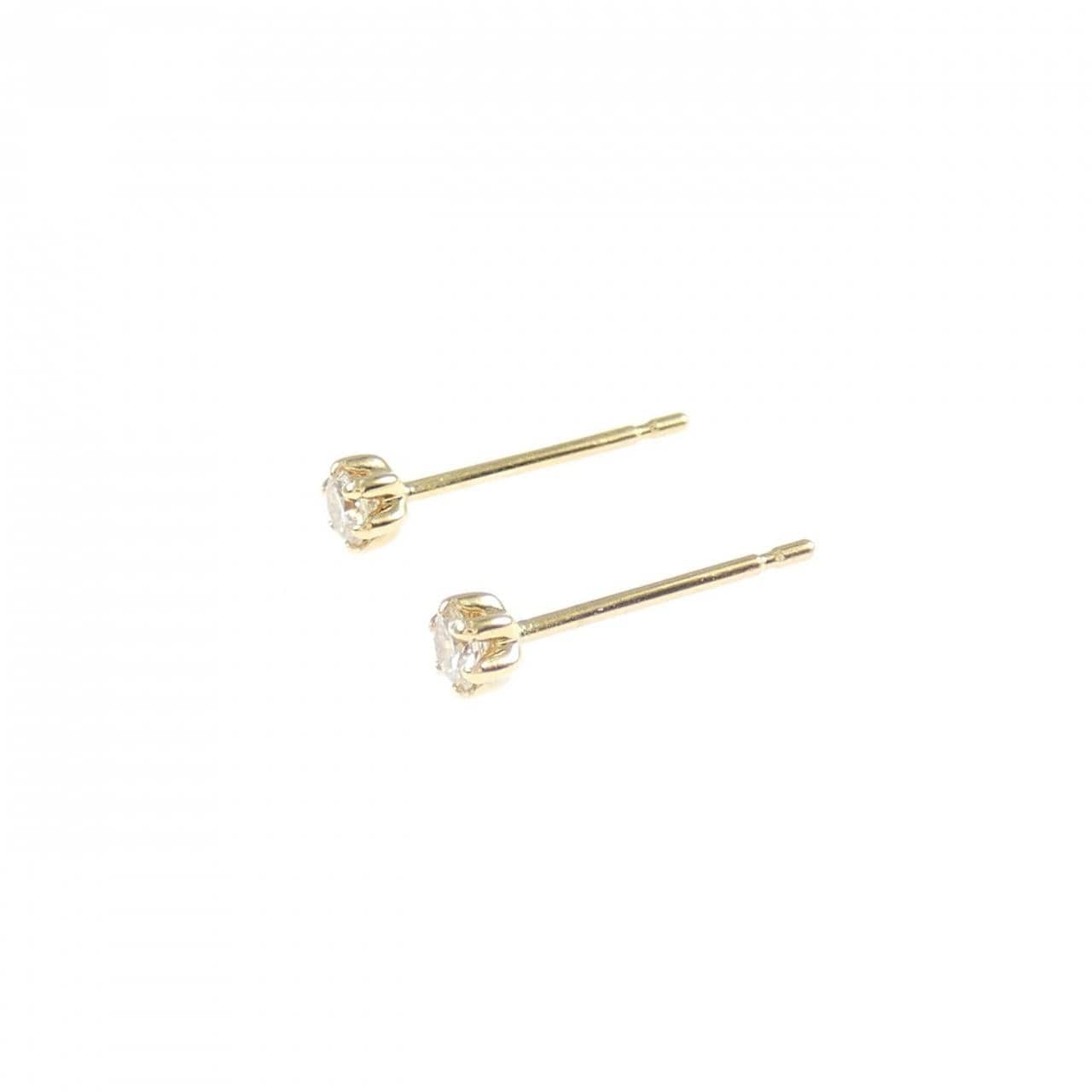 K18YG ソリティア ダイヤモンド ピアス 0.10CT
