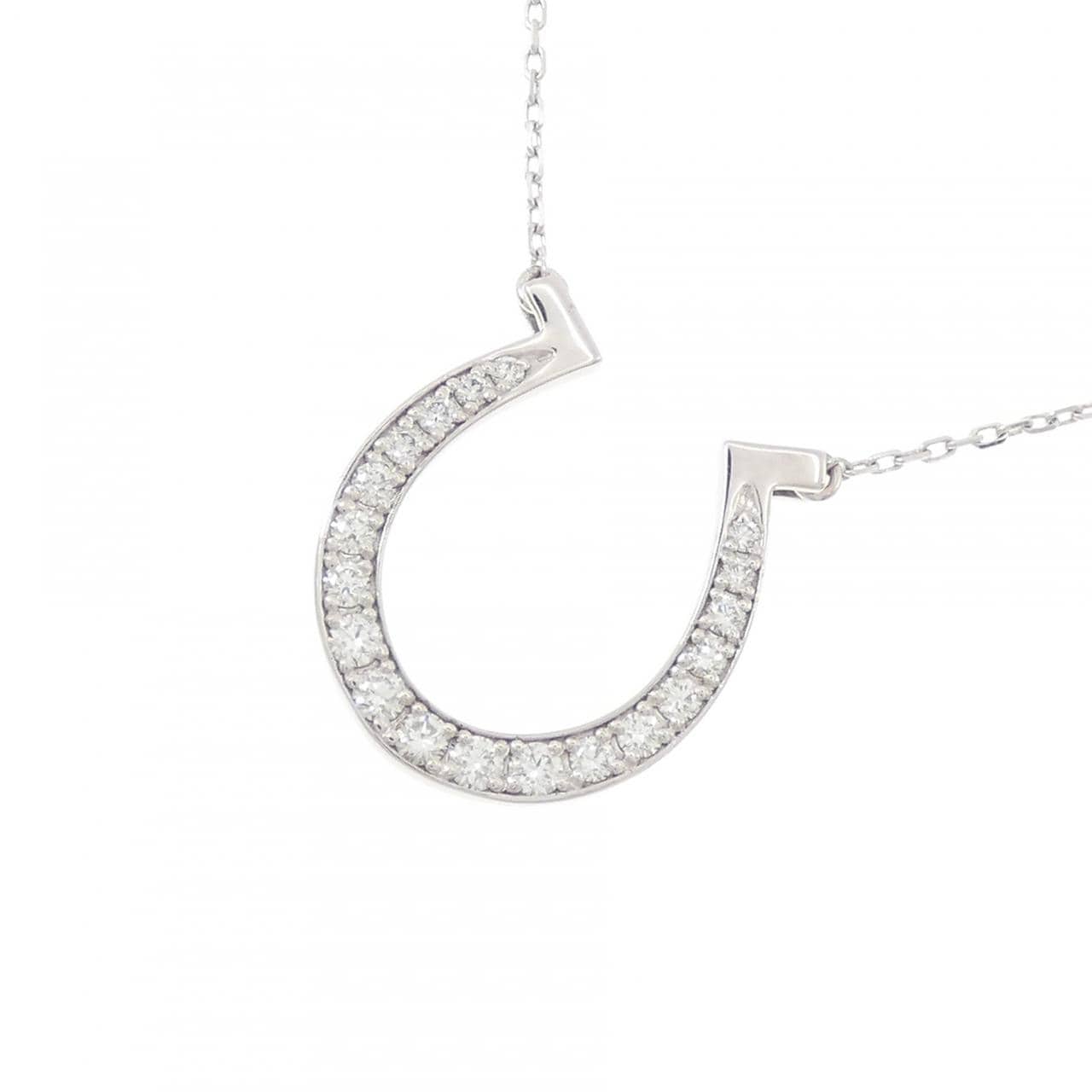 K18WG ホースシュー ダイヤモンド ネックレス 0.366CT
