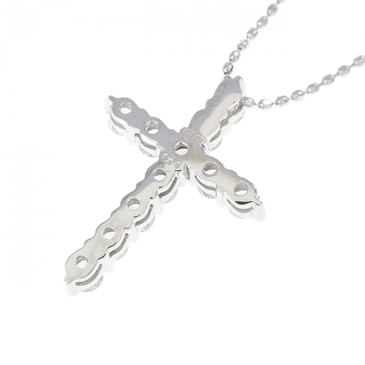 K18WG クロス ダイヤモンド ネックレス 0.50CT