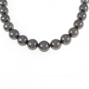 Silver clasp black butterfly pearl necklace 8-10.5mm