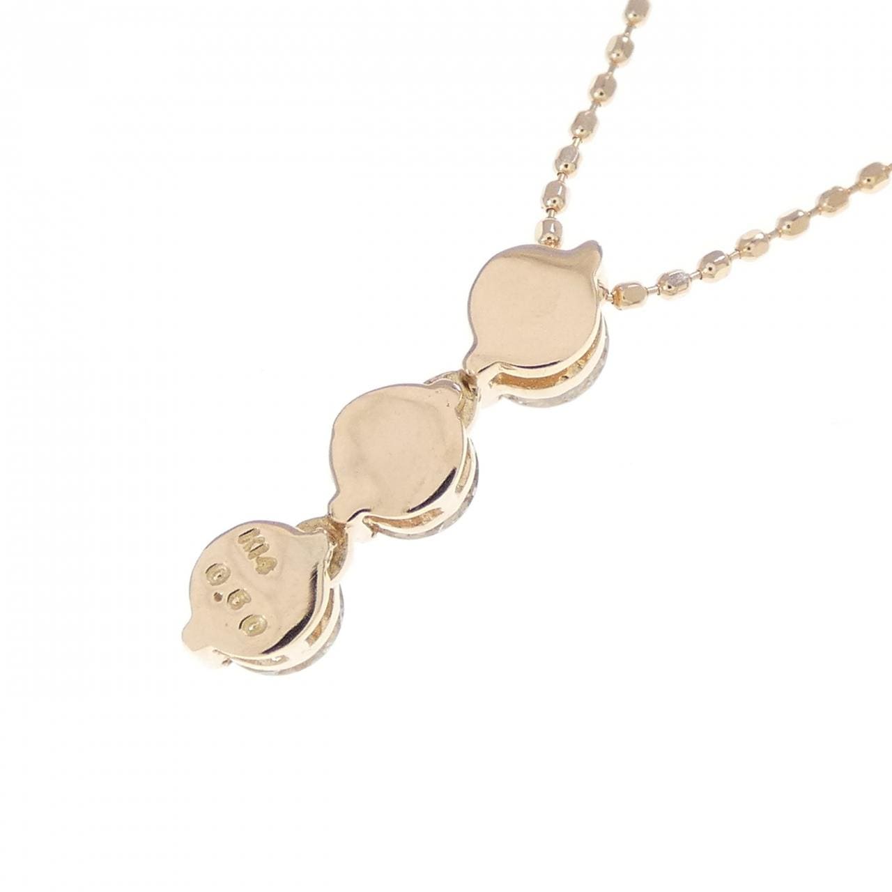 K14PG スリーストーン ダイヤモンド ネックレス 0.50CT