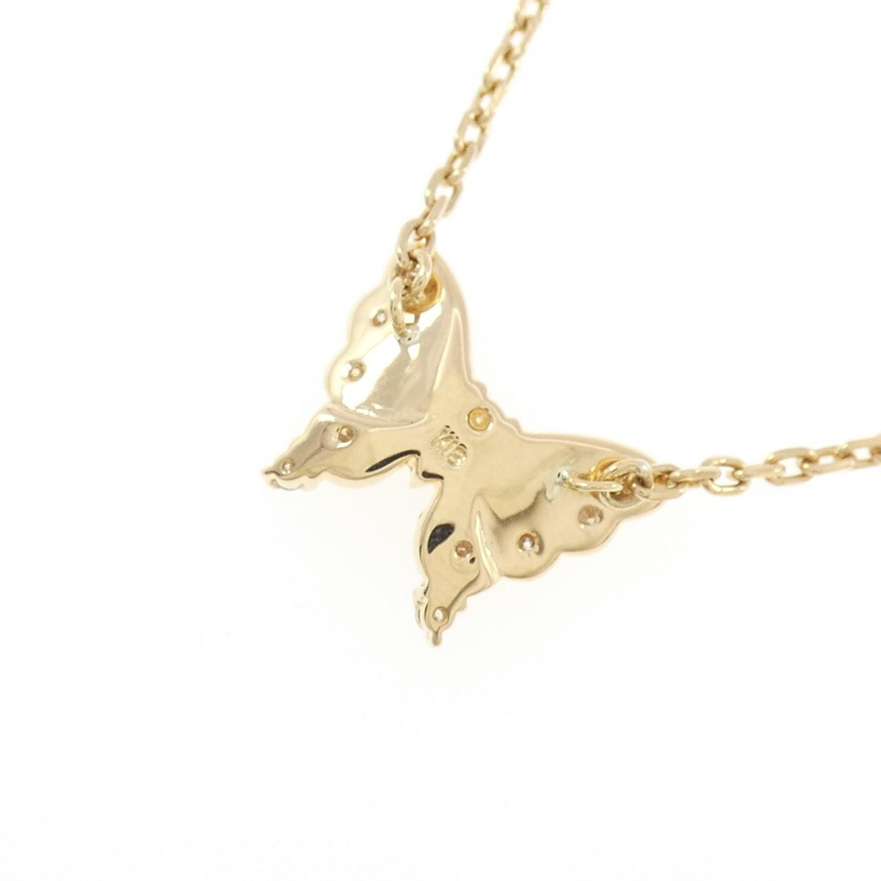 K18YG バタフライ ダイヤモンド ネックレス 0.35CT