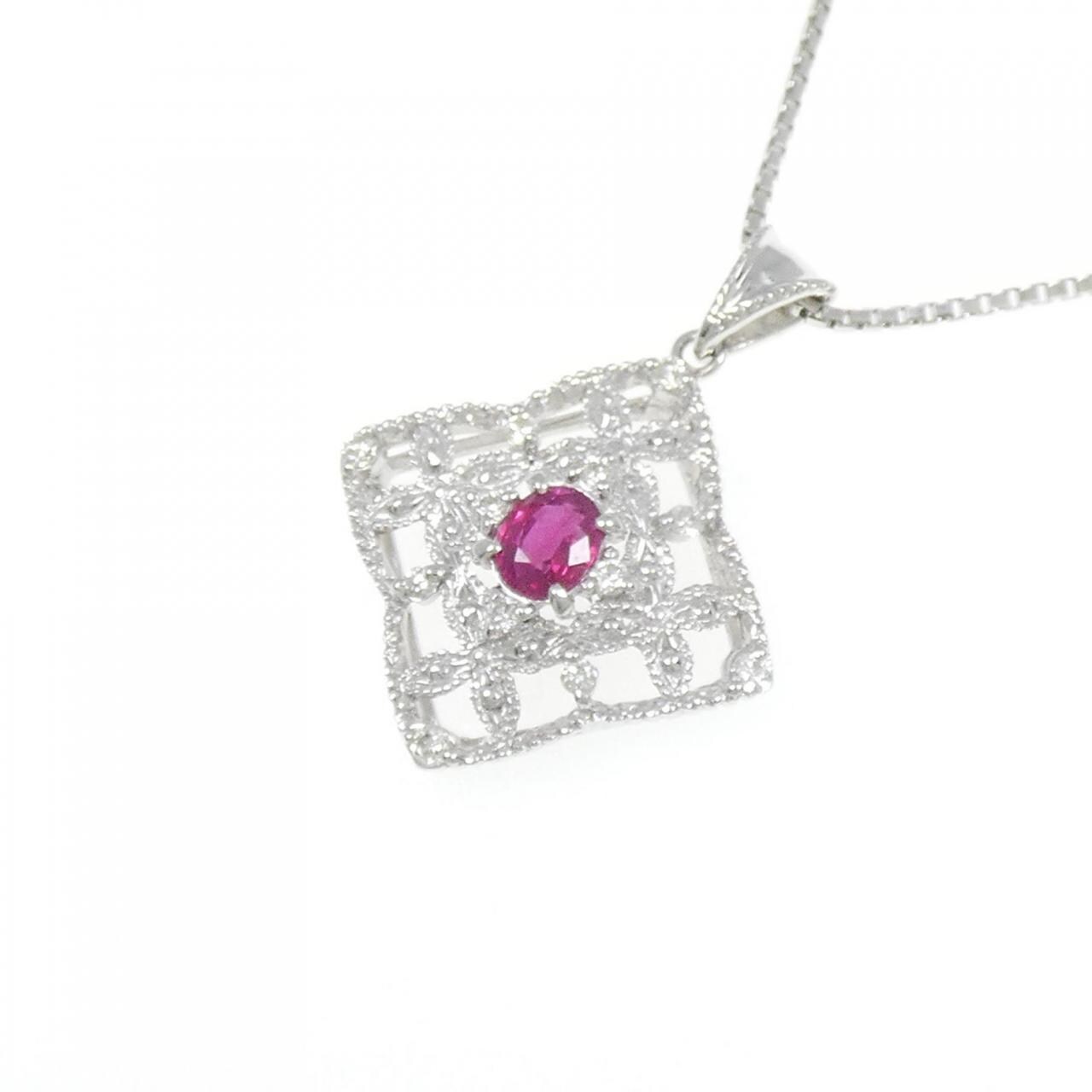 K18WG ルビー ネックレス 0.48CT