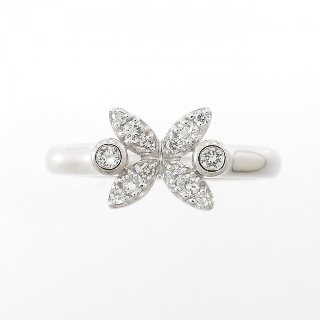 K18WG /K18YG フラワー ダイヤモンド リング 0.18CT