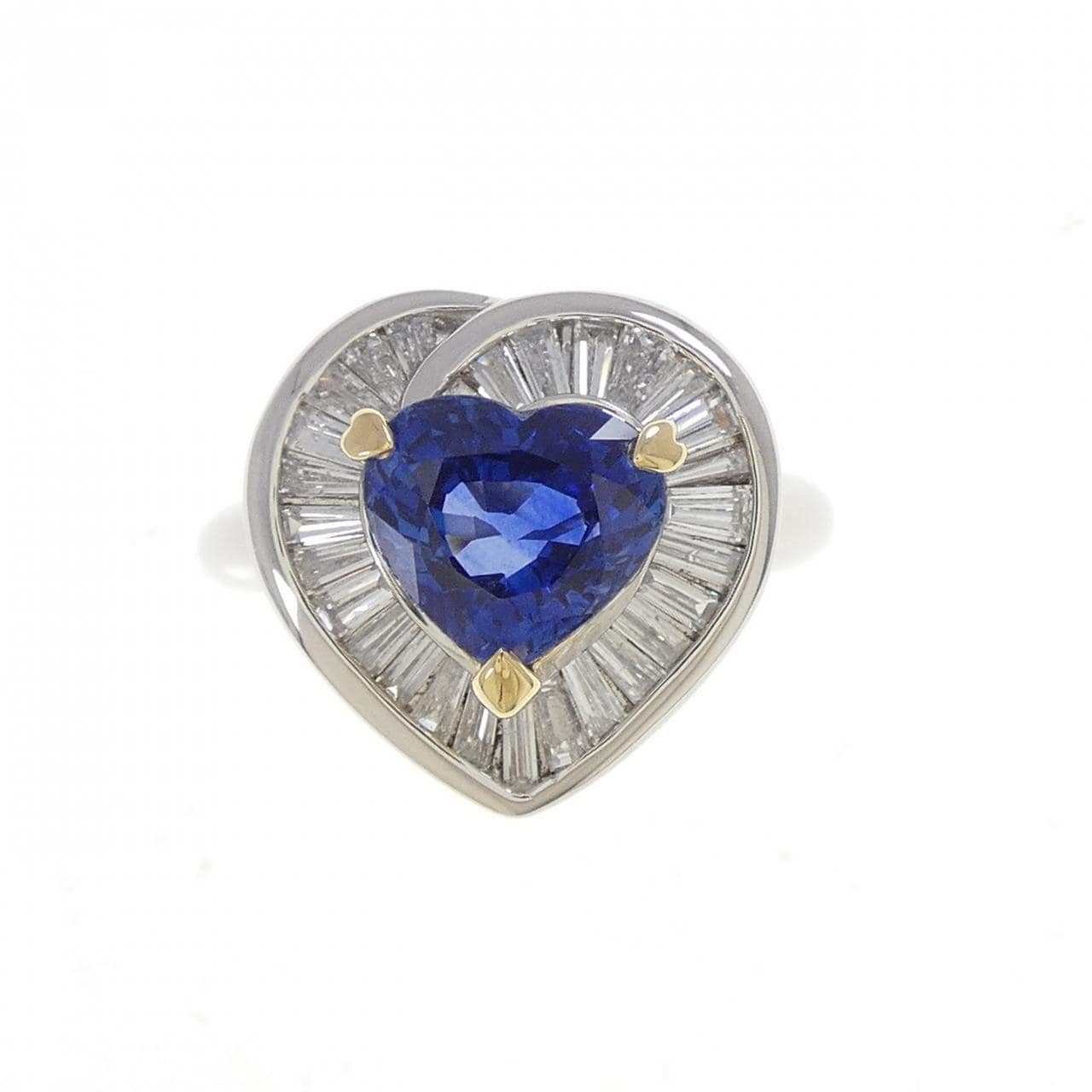 PT900/K18YG ハート サファイヤ リング 2.49CT