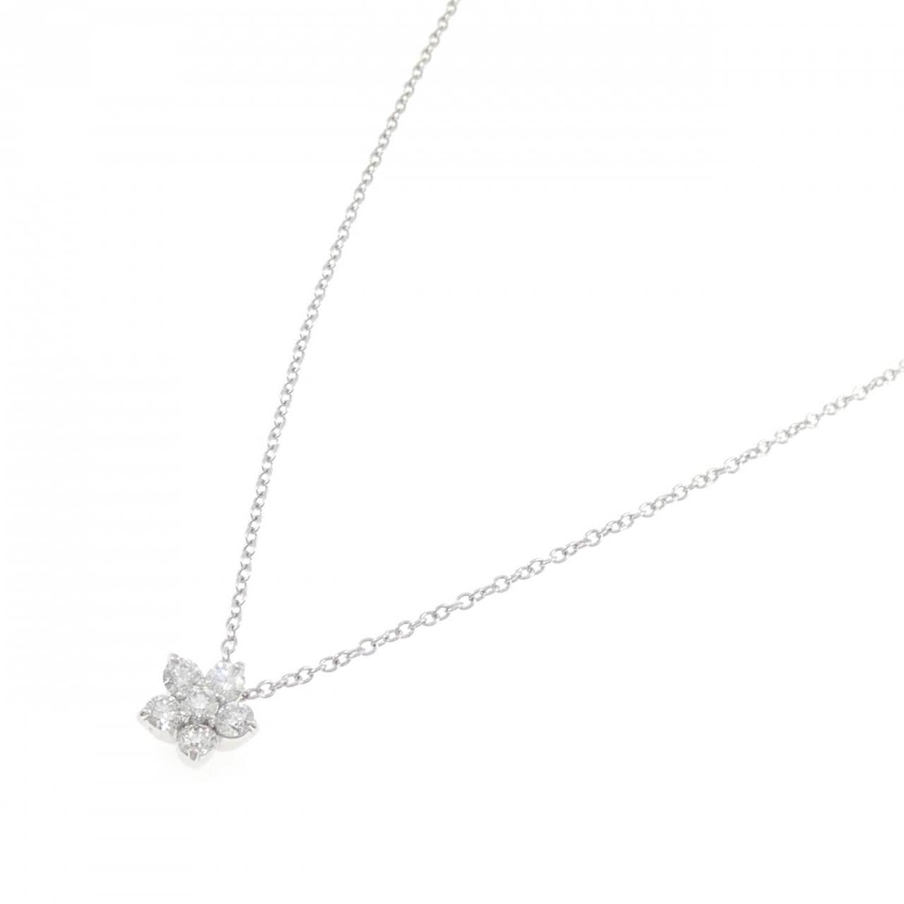 K18WG フラワー ダイヤモンド ネックレス 0.50CT