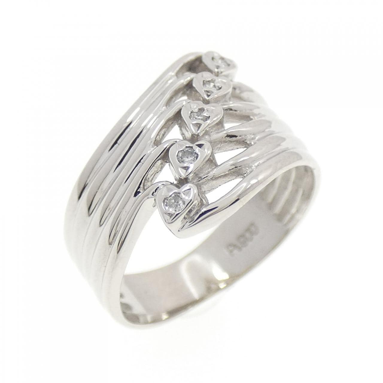 PT900 Heart Diamond Pinky Ring