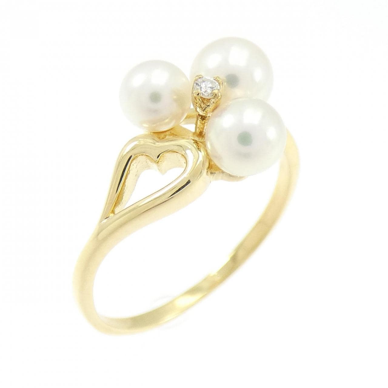 K18YG ハート アコヤパール リング