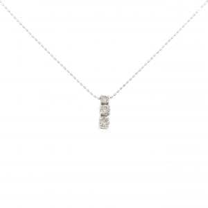 K18WG スリーストーン ダイヤモンド ネックレス 0.30CT