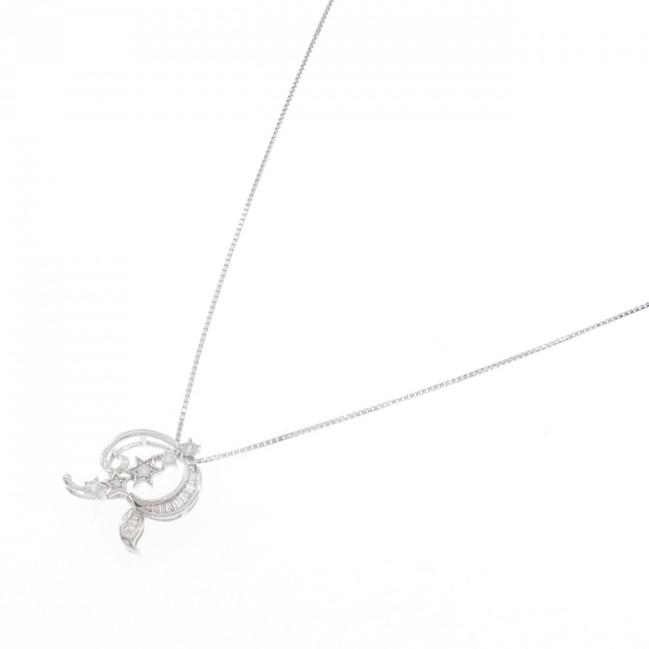 K18WG イニシャルR×スター ダイヤモンド ネックレス 0.15CT