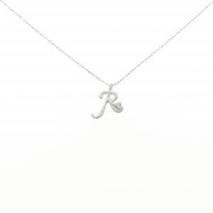 K10WG イニシャルR ダイヤモンド ネックレス 0.01CT
