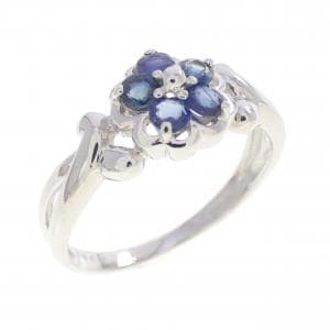 K18WG フラワー サファイヤ リング 0.45CT