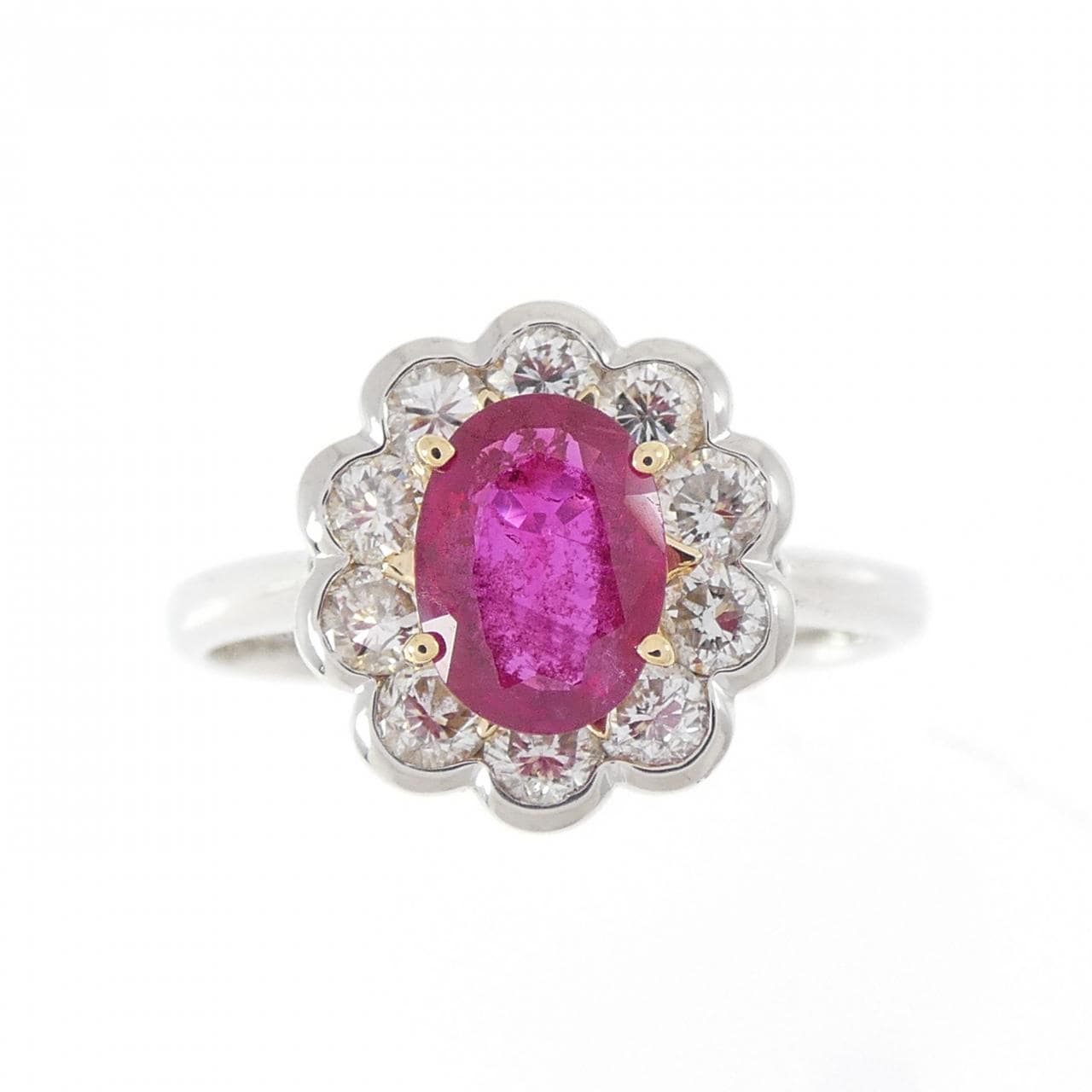 PT900/K18YG ルビー リング 0.76CT