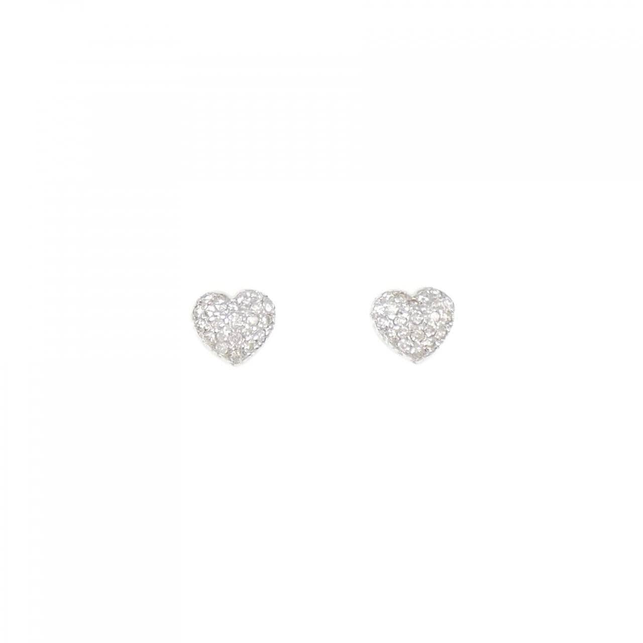K18WG ハート パヴェ ダイヤモンド ピアス 0.30CT