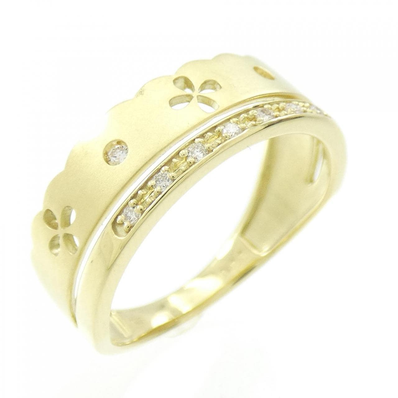 [BRAND NEW] K18YG Flower Diamond Ring 0.06CT