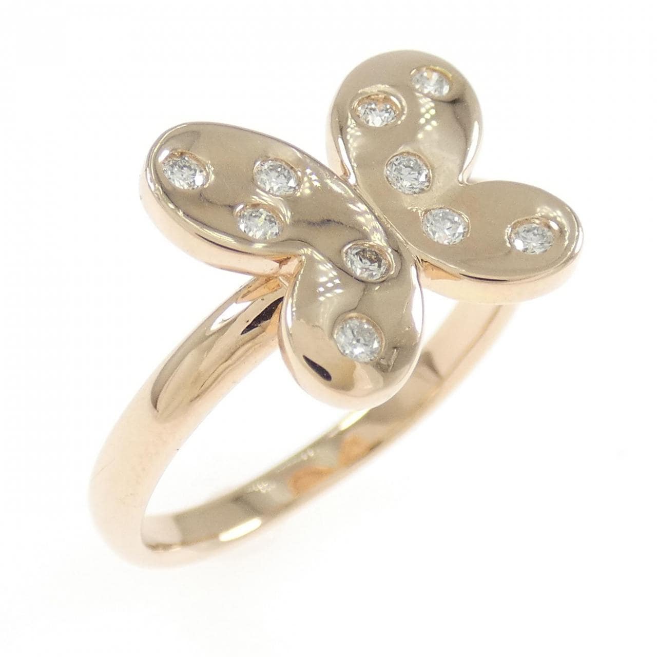 K18PG バタフライ ダイヤモンド リング 0.13CT
