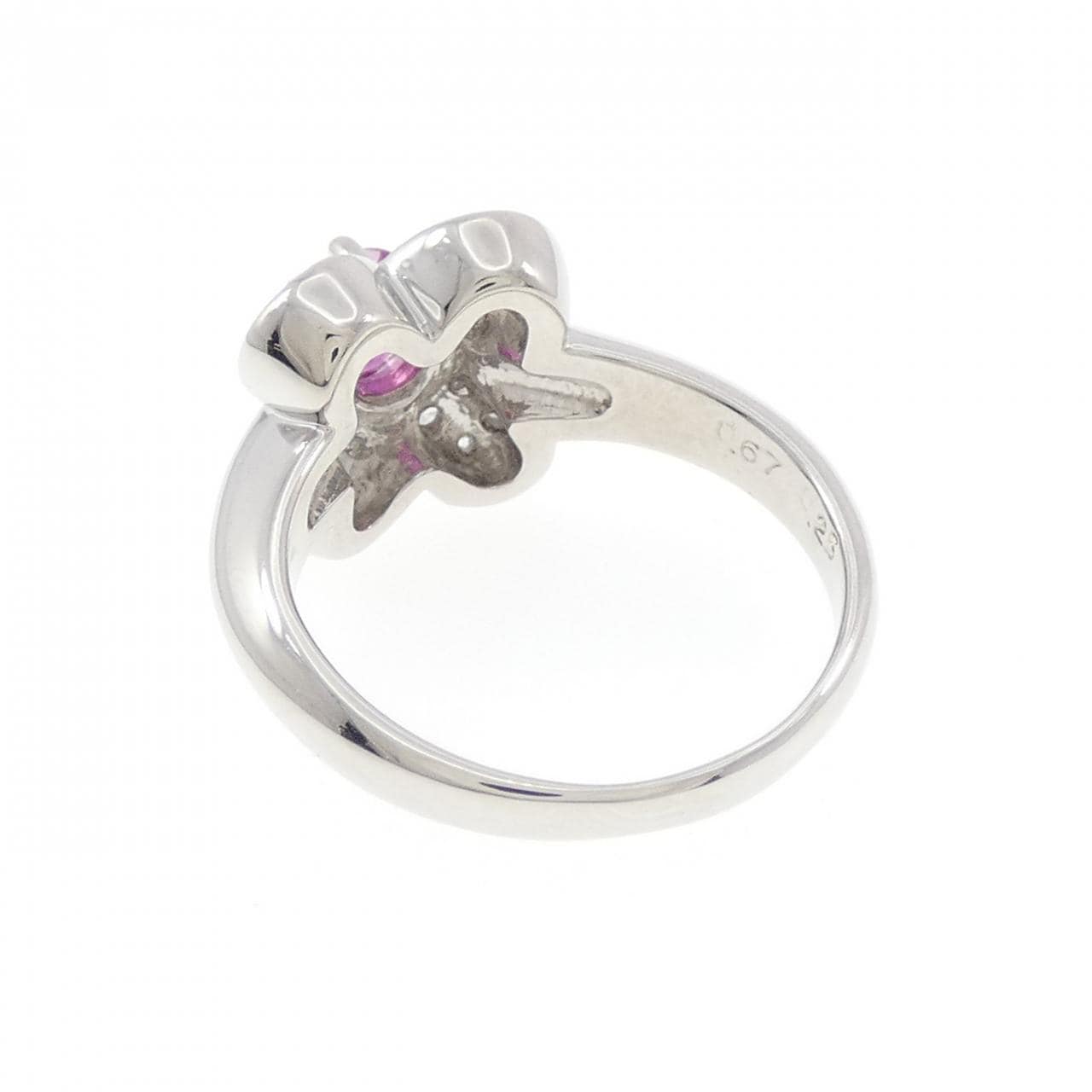 PT900 フラワー ルビー リング 0.67CT
