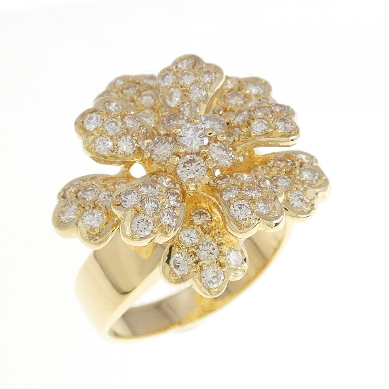 K18YG flower Diamond ring 1.63CT