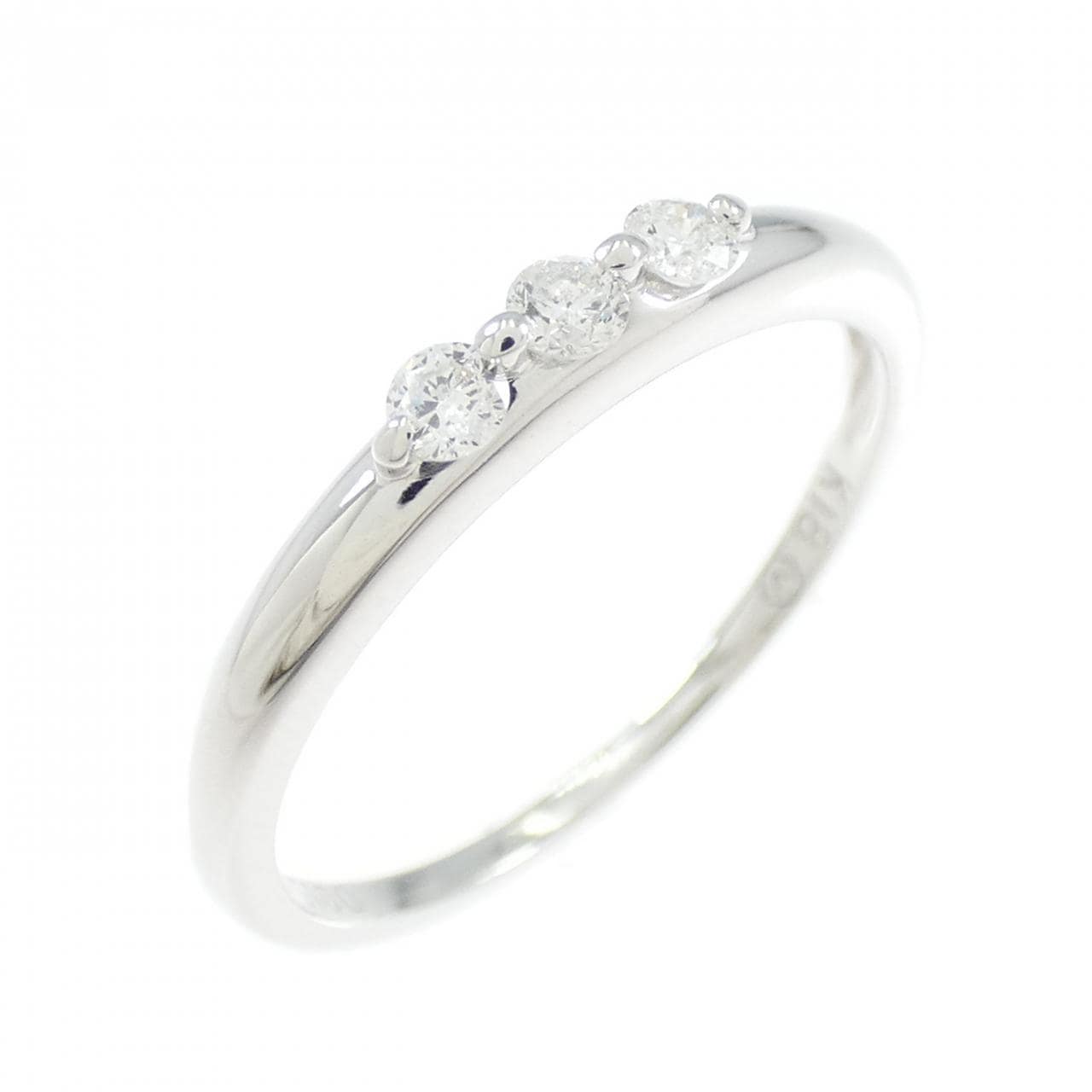 K18WG スリーストーン ダイヤモンド リング 0.15CT