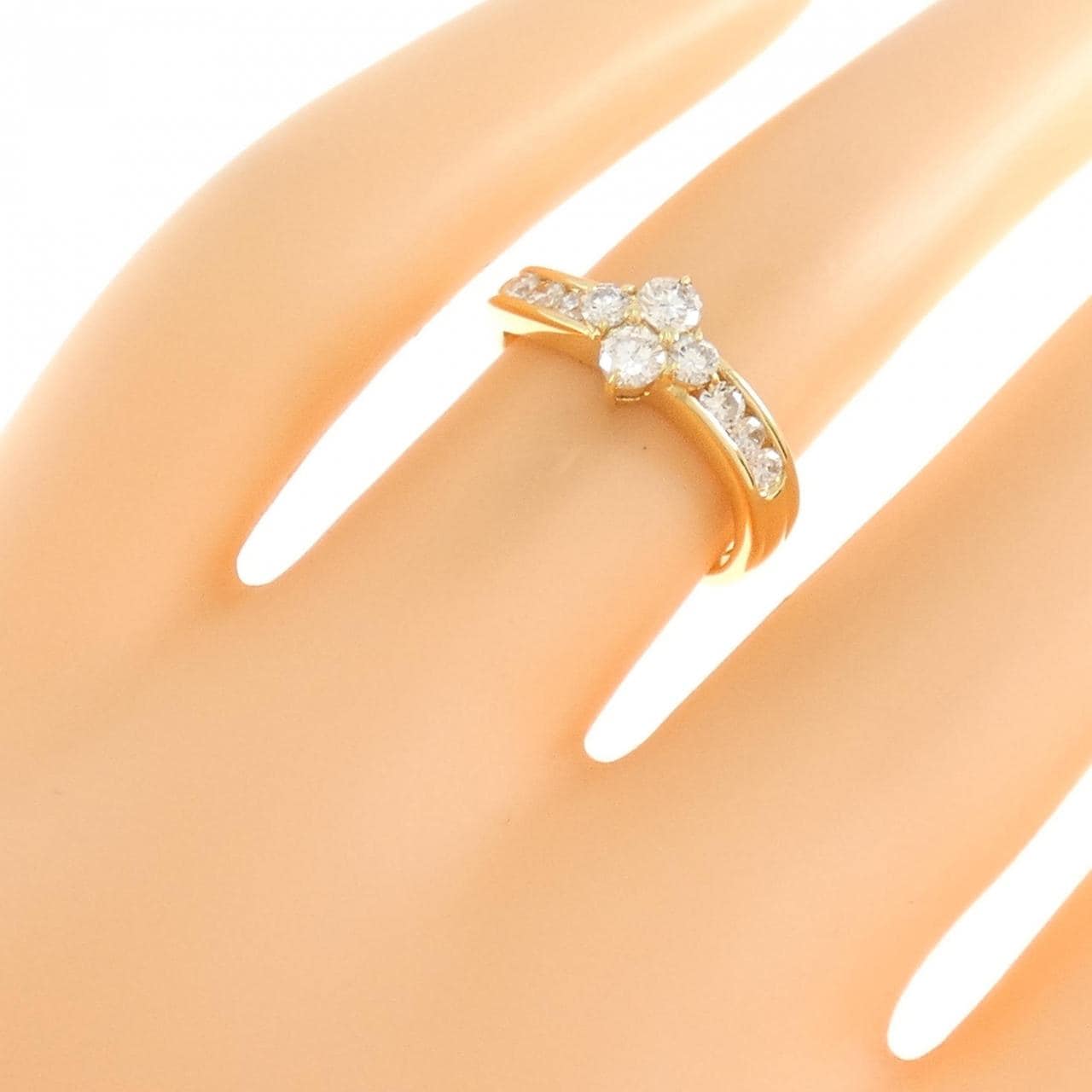 K18YG フラワー ダイヤモンド リング 0.52CT