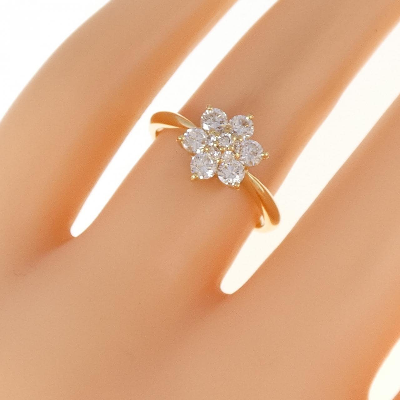 K18YG フラワー ダイヤモンド リング 0.55CT