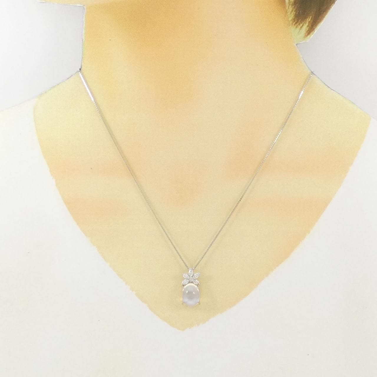 PT900/PT850 ムーンストーン ネックレス 5.35CT