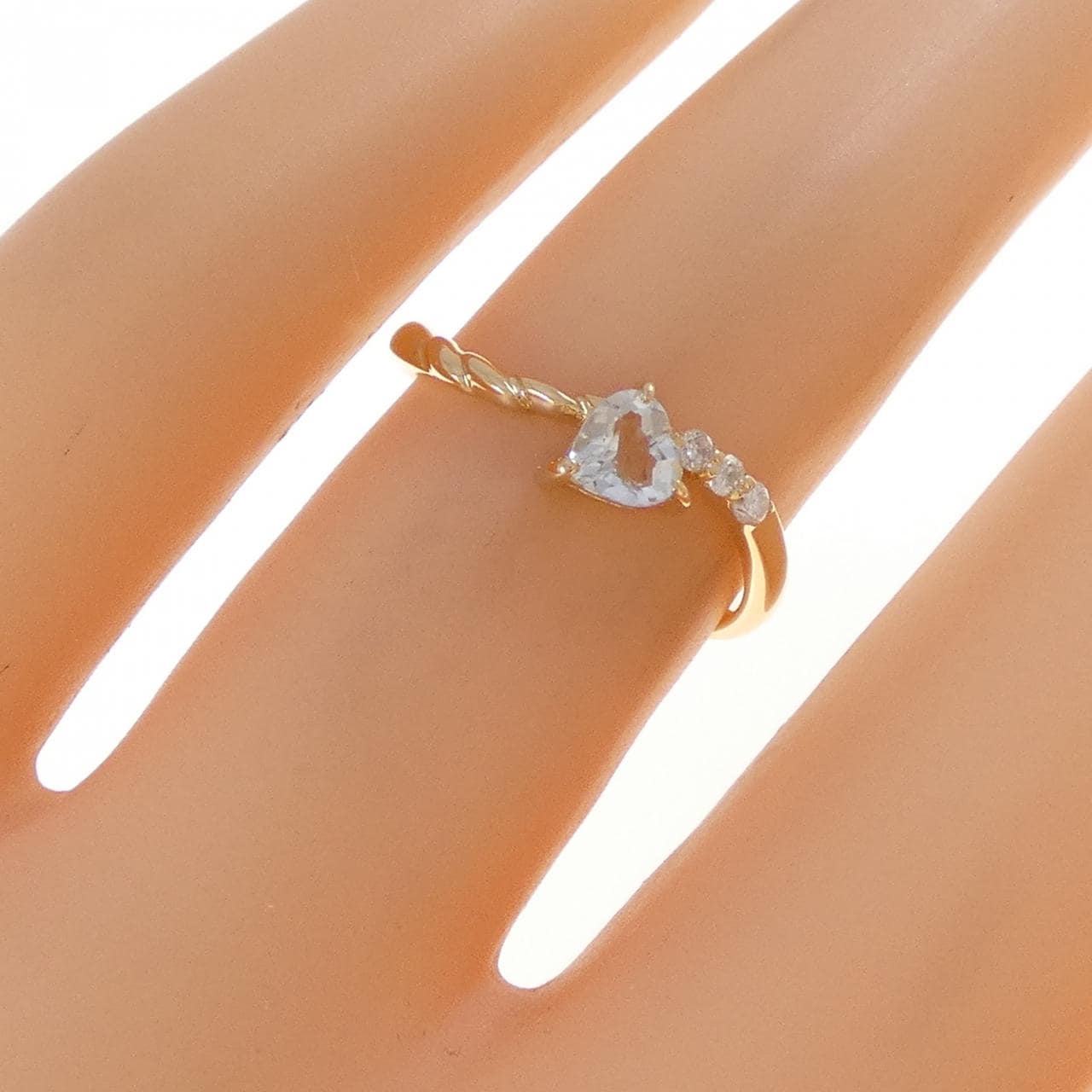 K18YG ハート アクアマリン リング