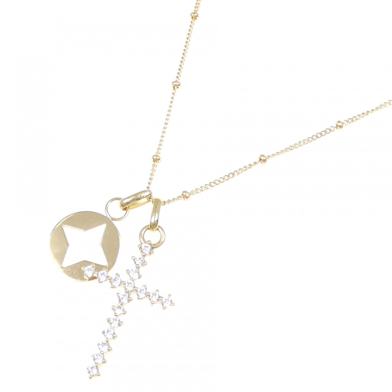 K18YG クロス キュービック ネックレス